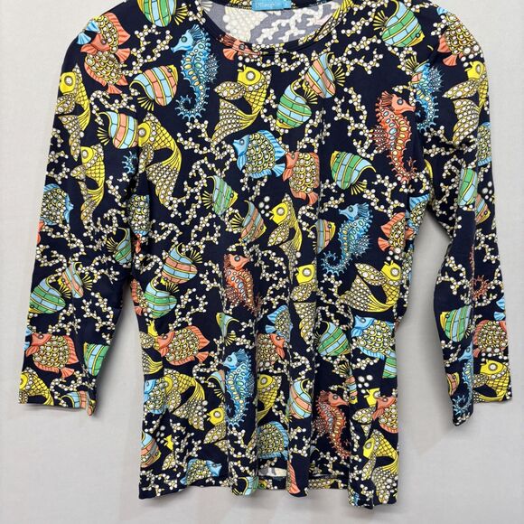 J McLaughlin 3/4 Sleeve Tee T-Shirt Top Size Small Catalina Cloth Fish C056 -11 - Picture 10 of 15